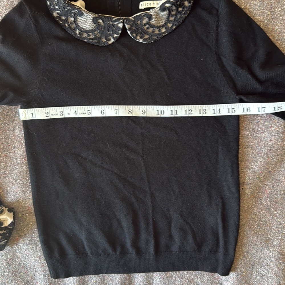Alice + Olivia Black 100% Wool Sweater with Removable Lace Accents (Size S) - Picture 11 of 13
